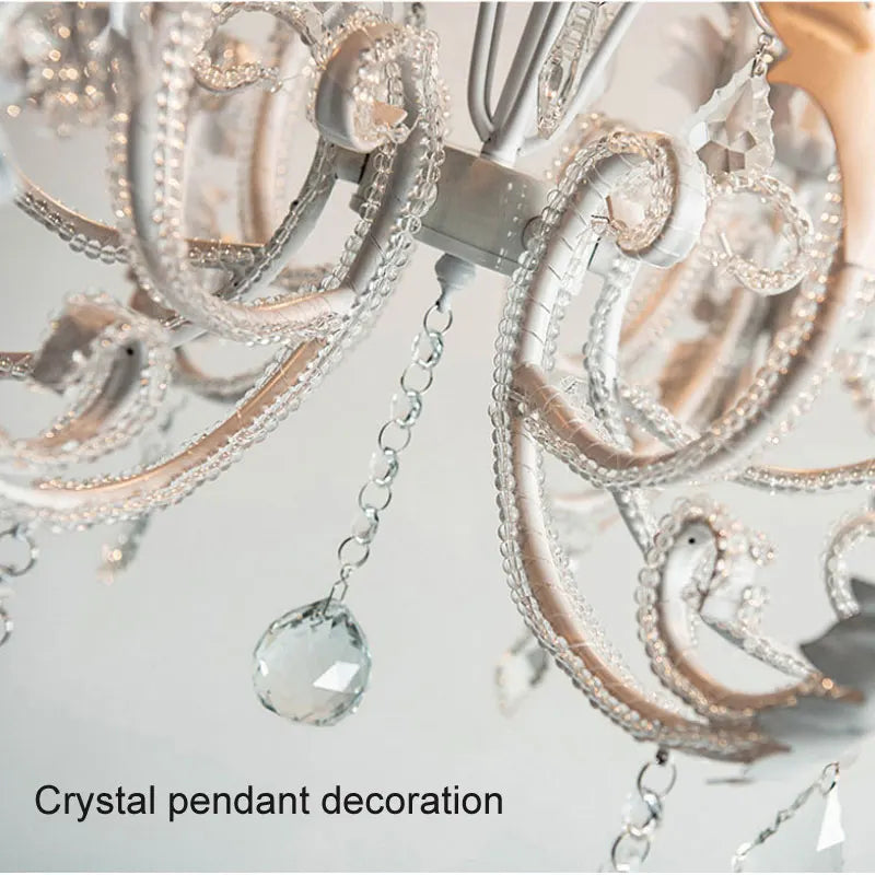 Axyaa Retro Iron Crystal Chandelier for Living Room Bedroom Dining Room