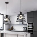 Axyaa Spiral Swirl Pendant Light: Industrial Vintage Metal Wire Cage Hanging Lamp