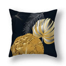 Axyaa Gold Leaf Flower Cushion Cover - Decorative Square Pillow for Home and Car