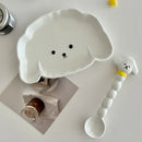 Axyaa Cute Korean Cartoon Ceramic Plates Spoon Set Kitchen Tableware