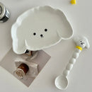 Axyaa Korean Ceramic Plates Spoon Set | Kawaii Cartoon Kitchen Tableware Dish