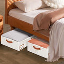 Axyaa Foldable Under Bed Storage Bag Beige Large Capacity Clear Window Handles