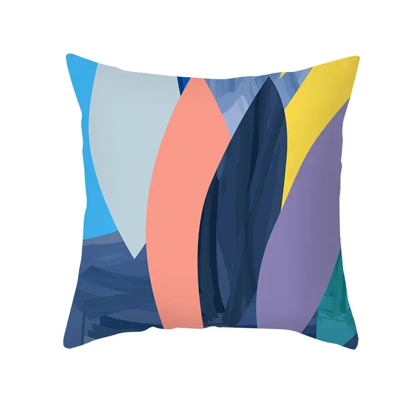 Axyaa Pink Blue Abstract Plants Floral Pillows Case - Modern Art Decor Sofa Couch