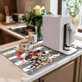 Axyaa Christmas Watercolor Absorbent Draining Mat for Dishes & Bathroom, Rubber Backed