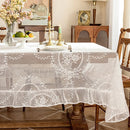White Lace Tablecloth by Axyaa - Elegant Floral Embroidered Cover for Dinning & Wedding Tables