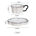 Axyaa Petal Shape Ceramic Coffee Cup Saucer Set - 8oz Black & White Nordic Design