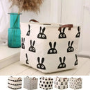 Axyaa Cartoon Print Laundry Basket: Large Capacity Cotton Linen Toy Hamper & Organizer