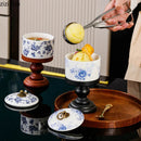 Axyaa Retro Floral Ceramic High-Footed Dessert Bowl - Creative Tableware