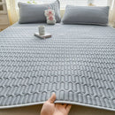Axyaa Natural Latex Summer Mat Set with Silk Thicken Bed Pad, Pillowcase & Ice Silk Sheet