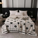 Axyaa European Cotton Fleece Blanket - Double-Layer Jacquard Sofa Blanket for All Seasons