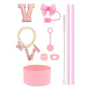 Axyaa 10pcs Tumbler Accessories Set: Straw, Cover, Cap, Boot, Stopper, Keychain, Sticker