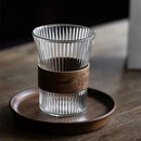 Axyaa 300ML Glass Coffee Mug with Walnut Sleeve and Bamboo Sheet - Japanese Style
