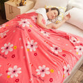 Axyaa Floral Sofa Blanket - Soft Coral Fleece Plaid Blanket for Beds