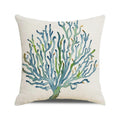 Axyaa Coral Marine Life Watercolor Cushion Cover Ocean Fish Linen Pillowcase