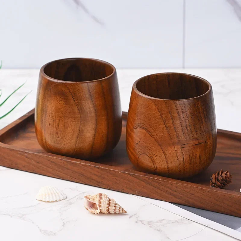 Axyaa Retro Jujube Wood Tea Cup 160ML High Quality Wooden Household Kitchen Supply