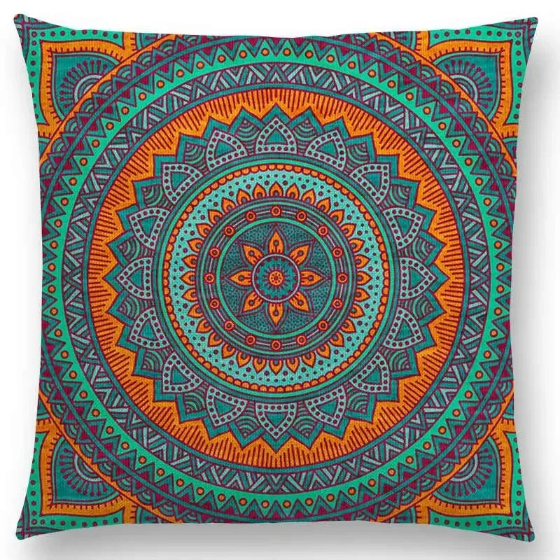 Axyaa Boho Rainbow Mandala Pillow Case Sun Moon Flowers Dream Fantasy Cover