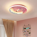 Axyaa Unicorn Rocket Round Ceiling Light for Kids' Room, Study, and Bedroom