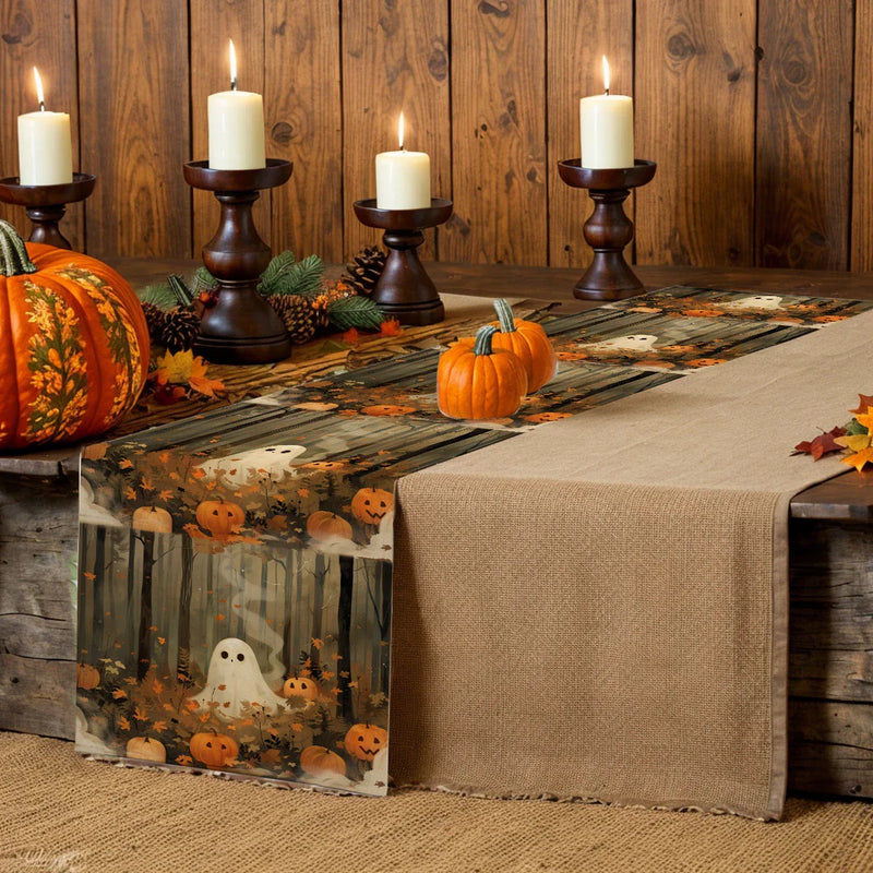Axyaa Halloween Watercolor Table Runner for Indoor Outdoor Dining