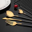 Axyaa Black Gold Cutlery Fork Set - 4Pcs Stainless Steel Dinnerware Teaspoon Utensils