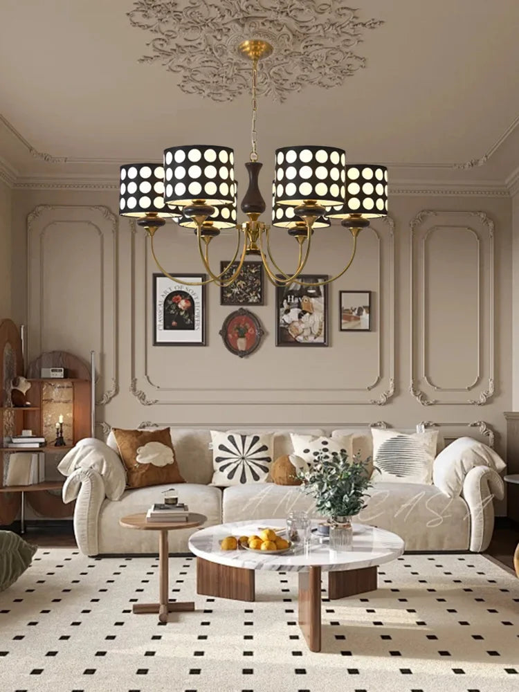 Axyaa Polka Dots Chandelier: Retro Style Round Pendant Lamp for Home Decor