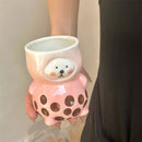 Axyaa Boba Bear Ceramic Coffee Cup with Straw - 280ml