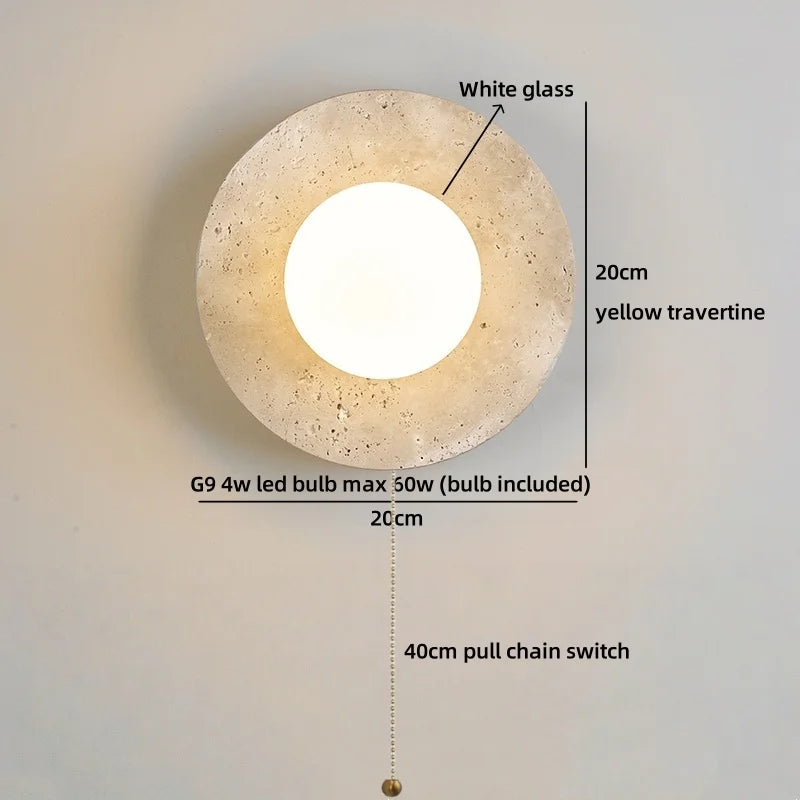 Axyaa Modern Nordic LED Wall Lamps Indoor Reading Yellow Travertine Wall Art Lighting
