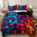 Axyaa Geometric Plaid Duvet Cover Set - 3 Piece All-Season Bedding