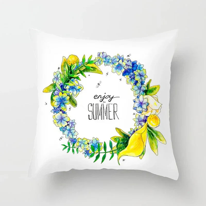 Lemon Pattern Summer Cushion Cover Throw Pillow for Sofa Decoration by Axyaa