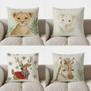 Axyaa Cheetah Cub & Leaves Pillow Cover - Sofa, Bedroom, Car, Cute Home Decor
