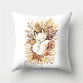 Fox and Bird Polyester Pillowcase by Axyaa: Cartoon Landscape Cushion Cover for Sofa