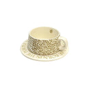 Axyaa Ceramic Latte Cups Set with Floral Pattern in Retro Glaze