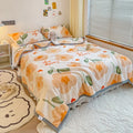 Axyaa Nordic Flower Print Plush Flannel Blanket, Soft Throw for Sofa Couch Bed