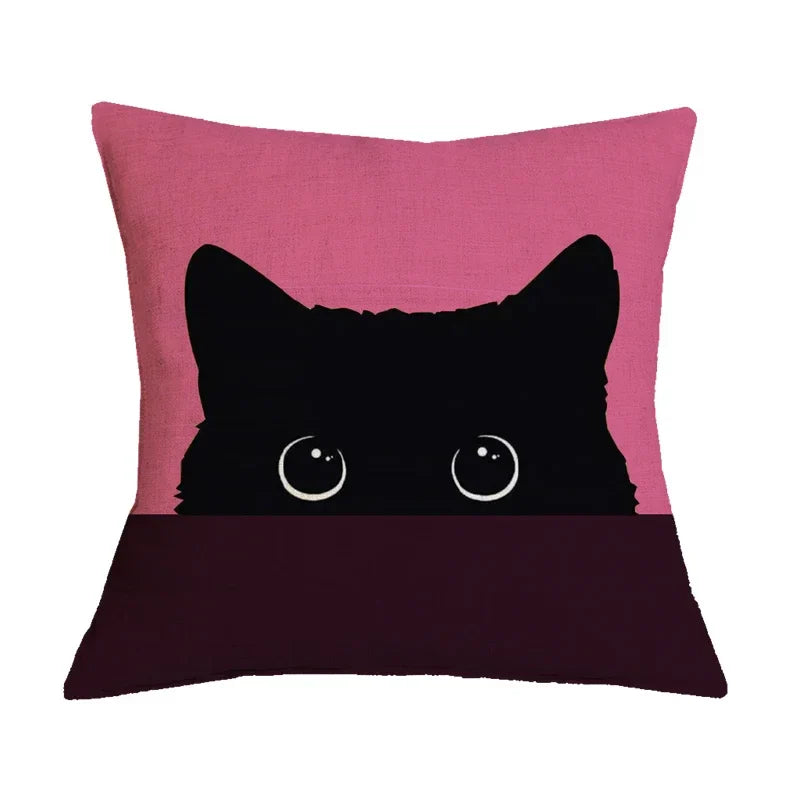 Black Cat Printed Cushion Cover for Home Sofa Car Decor - Axyaa Brand