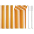 Axyaa Glass Straws Set with Cleaning Brushes for Drinks & Cocktails