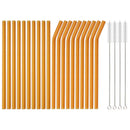 Axyaa Glass Straws Set with Cleaning Brushes for Drinks & Cocktails