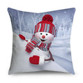 Axyaa Christmas Snowman Print Cushion Cover - 45X45CM