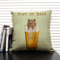 Axyaa Cartoon Animal Print 45x45cm Linen Cushion Cover - Sofa, Car, Chair Pillow Case