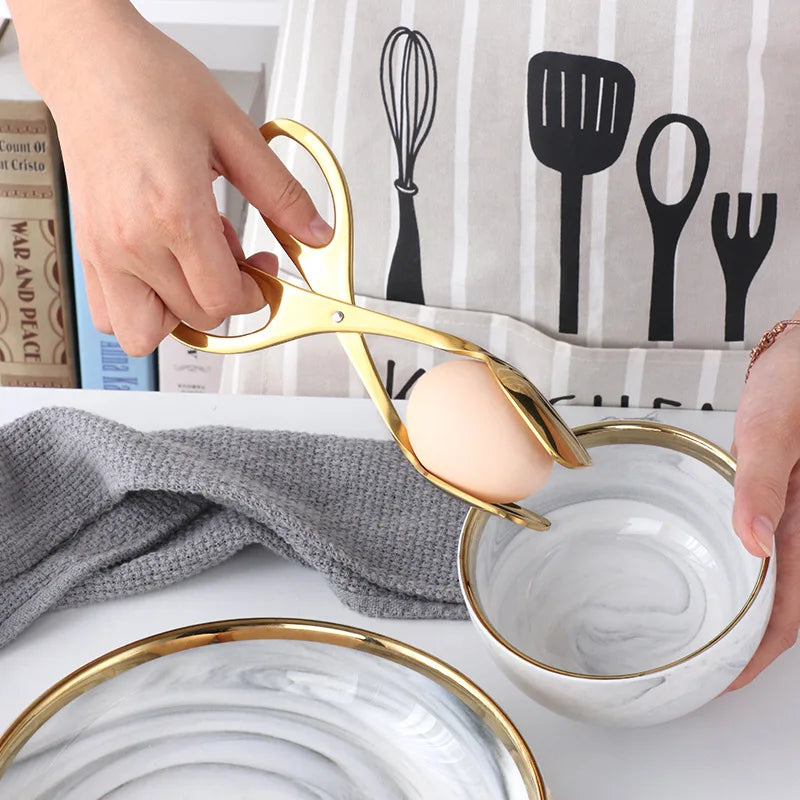Axyaa Stainless Steel Scissors Food Tongs for Home Cooking