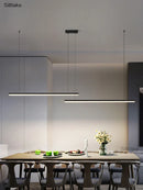 Axyaa Nordic Strip Dining Table Chandelier: Modern Minimalist Office & Bar Lamp