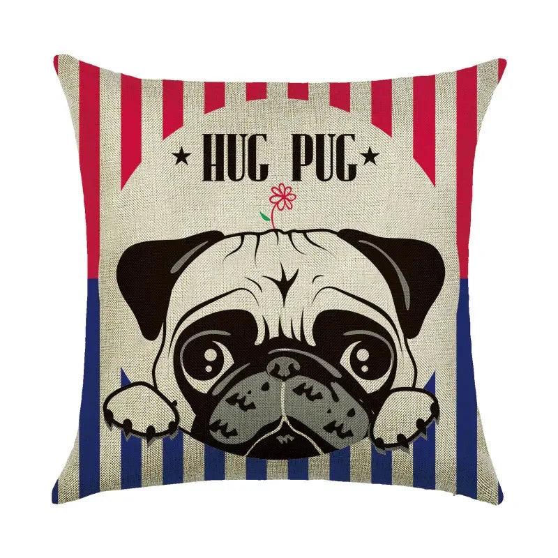 Cute Dog Watercolor Linen Cushion Cover 45*45cm - Axyaa