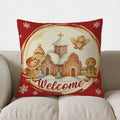 Gingerbread Christmas Welcome Pillow Cover by Axyaa