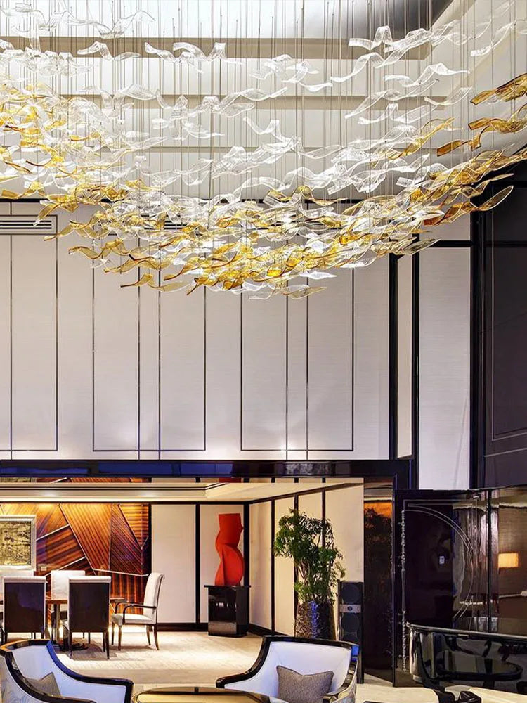 Axyaa Nordic Luxury Villa Modern Spiral Glass Chandelier