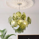 Axyaa Murano Glass Chandelier: Colorful Round Slice Shade Light Fixture