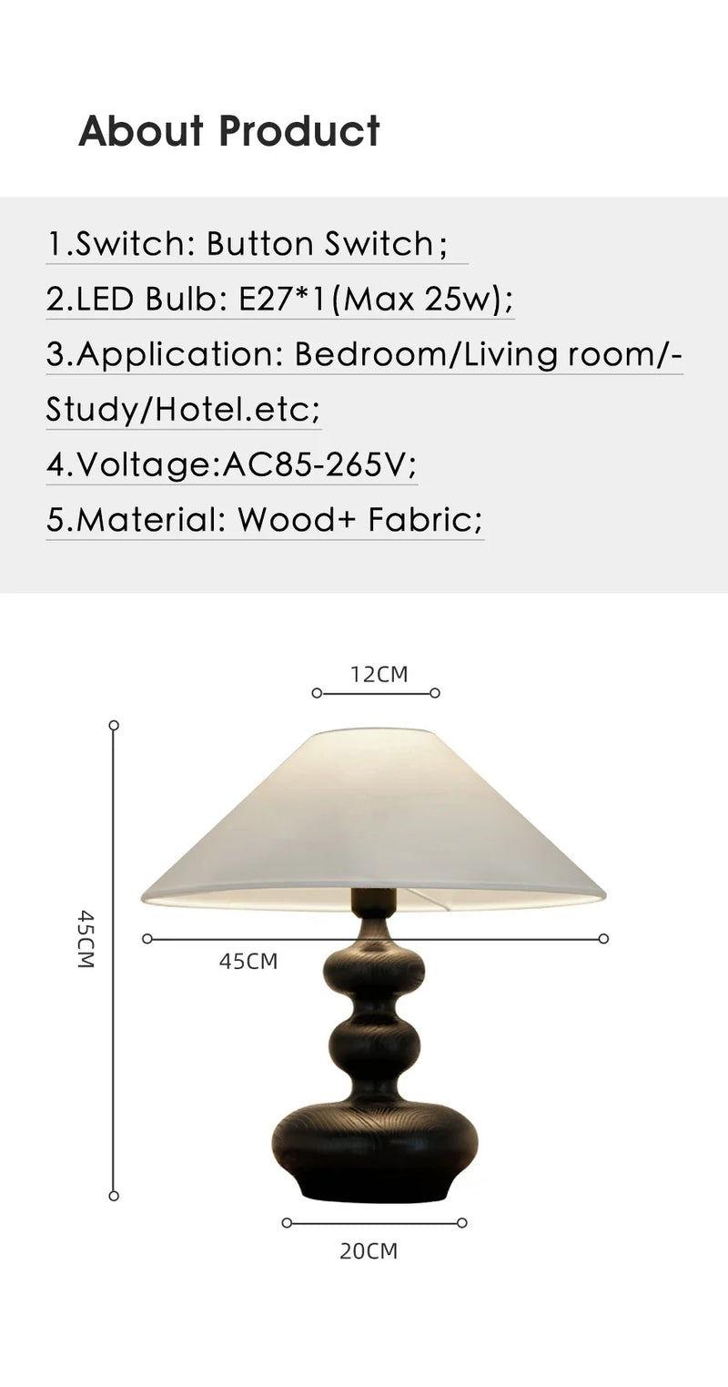 Axyaa Nordic Solid Wood Table Lamp for Home Study Bedroom Lighting