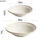 Axyaa Beige Line Pattern Ceramic Soup Bowl Set - Japanese Style Tableware