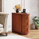 Axyaa Solid Wood 3-Drawer End Table: Modern Sofa Side & Narrow Nightstand