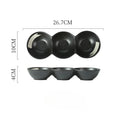 Axyaa Ceramic Triple Grid Sauce Bowl for Hot Pot Sushi Barbecue Seasoning