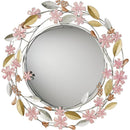 Axyaa Pink Wildflower Round Floral Wall Mirror 33" Diameter