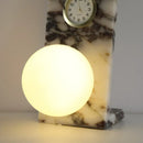 Axyaa Marble White Desk Lamp with Glass Ball Accent, Ideal for Bedroom, Foyer, Hotel