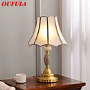 Axyaa Luxe Brass Table Lamp: LED, European Retro Style, Glass Desk Light for Home